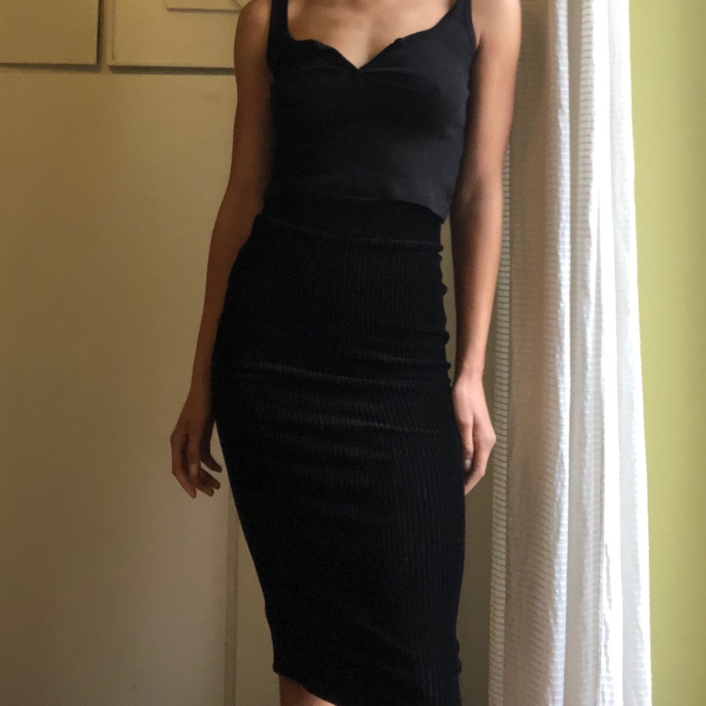 Bershka corduroy black skirt